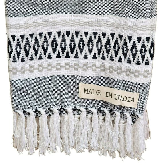 Bohemian Style‎ Decorative Indian Cotton Blue Throw Blanket With Texture 50x60in - Picture 10 of 13